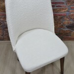 Büyük oval sandalye kılıfı Jakar Kumaş Yeni Model, Krem