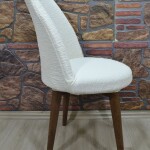 Retro Sandalye Kılıfı Yeni Jakar Model, Krem