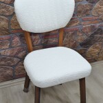 Elma Sandalye Kılıfı Yeni model Jakar, Krem