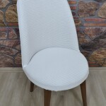 Retro Sandalye Kılıfı Pıtı Kare, Beyaz