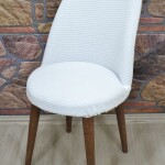 Retro Sandalye Kılıfı Pıtı Kare, Beyaz