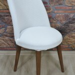 Retro Sandalye Kılıfı Pıtı Kare, Beyaz