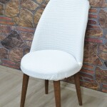 Retro Sandalye Kılıfı Pıtı Kare, Beyaz