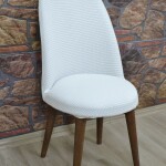 Retro Sandalye Kılıfı Pıtı Kare, Beyaz