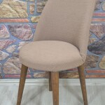 Retro Sandalye Kılıfı Pıtı Kare, Kahve