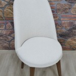 Retro Sandalye Kılıfı Pıtı Kare, Krem