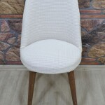 Retro Sandalye Kılıfı Pıtı Kare, Krem