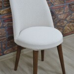 Retro Sandalye Kılıfı Pıtı Kare, Krem