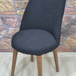 Retro Sandalye Kılıfı Pıtı Kare, Siyah