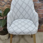 Büyük Kollu Sandalye Kılıfı Jakar Kumaş, Baklava Krem