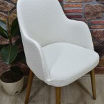 Büyük Kollu Sandalye Kılıfı Jakar Kumaş, Yeni Krem