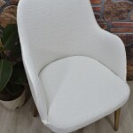 Büyük Kollu Sandalye Kılıfı Jakar Kumaş, Yeni Krem