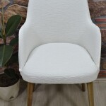 Büyük Kollu Sandalye Kılıfı Jakar Kumaş, Yeni Krem