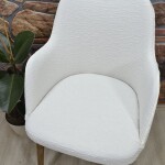 Büyük Kollu Sandalye Kılıfı Jakar Kumaş, Yeni Krem