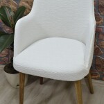 Büyük Kollu Sandalye Kılıfı Jakar Kumaş, Yeni Krem