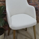 Büyük Kollu Sandalye Kılıfı Jakar Kumaş, Yeni Krem