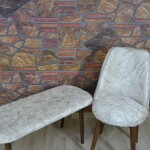 Bench Takım Kılıfı Sungerlı Kumaş 2 Sandalye 1 Bench 1 Puf Kılıfı Bej
